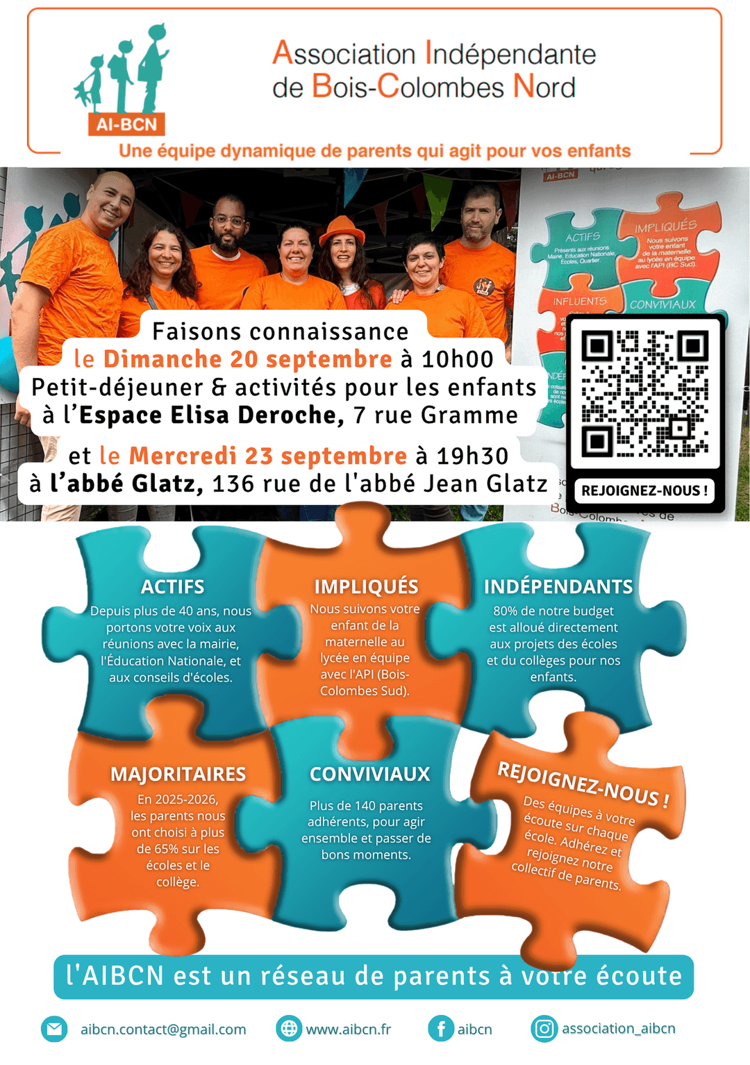 Affiche — Réunion de rentrée AIBCN le mercredi 23 septembre 2026 à 19h30 à la salle Abbé Glatz